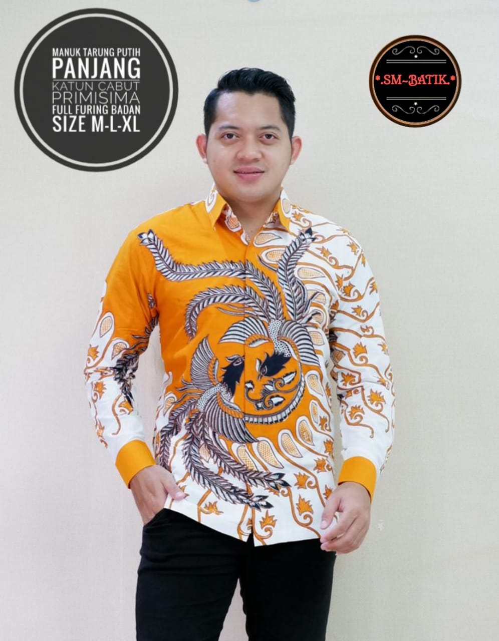 cover-MANUK TARUNG Kemeja Batik Pria Solo Lengan Panjang Lapis Furing BY SM-1
