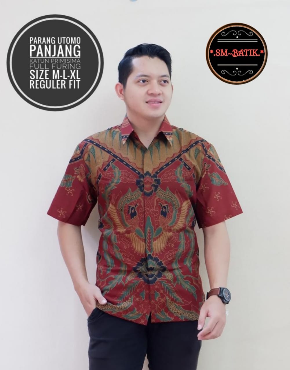 cover-PARANG UTOMO Kemeja Batik Pria Solo Lengan Pendek Lapis Furing BY SM-1