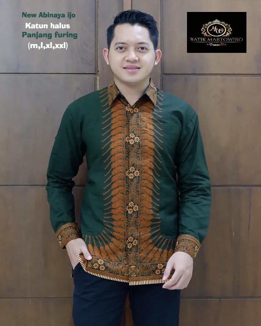 cover-NEW ABINAYA IJO Kemeja Batik Pria Solo Lengan Panjang Lapis Furing BY MARTOWIRO-1