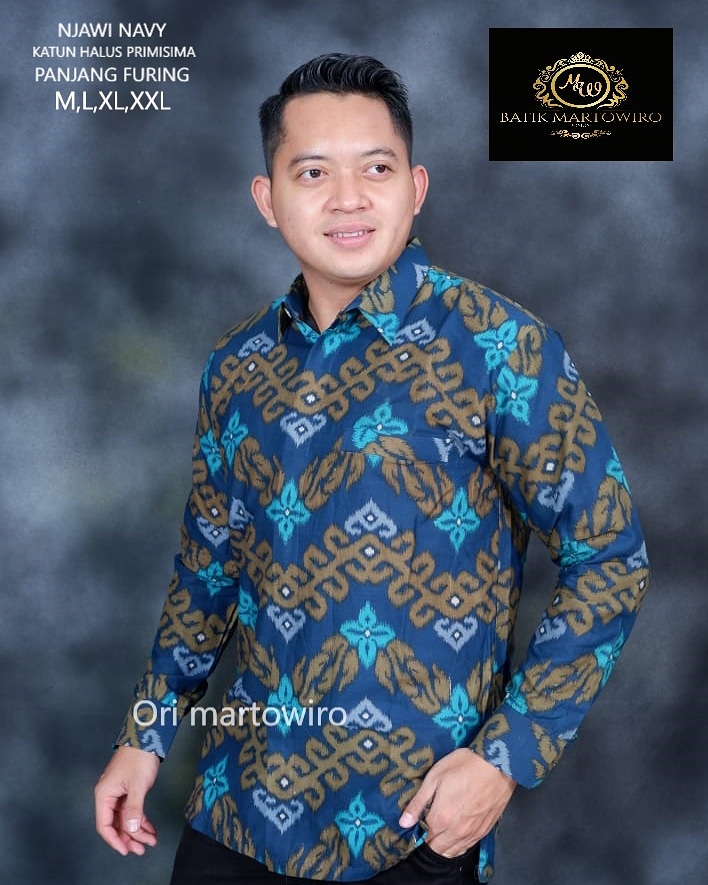 cover-NJAWI NAVY Kemeja Batik Pria Solo Lengan Panjang Lapis Furing BY MARTOWIRO-1