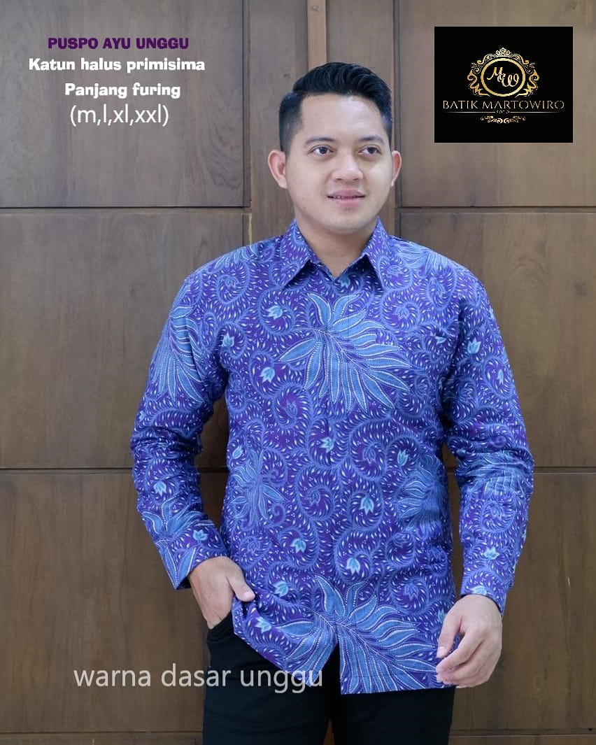 cover-PUSPO AYU UNGU Kemeja Batik Pria Solo Lengan Panjang Lapis Furing BY MARTOWIRO-1