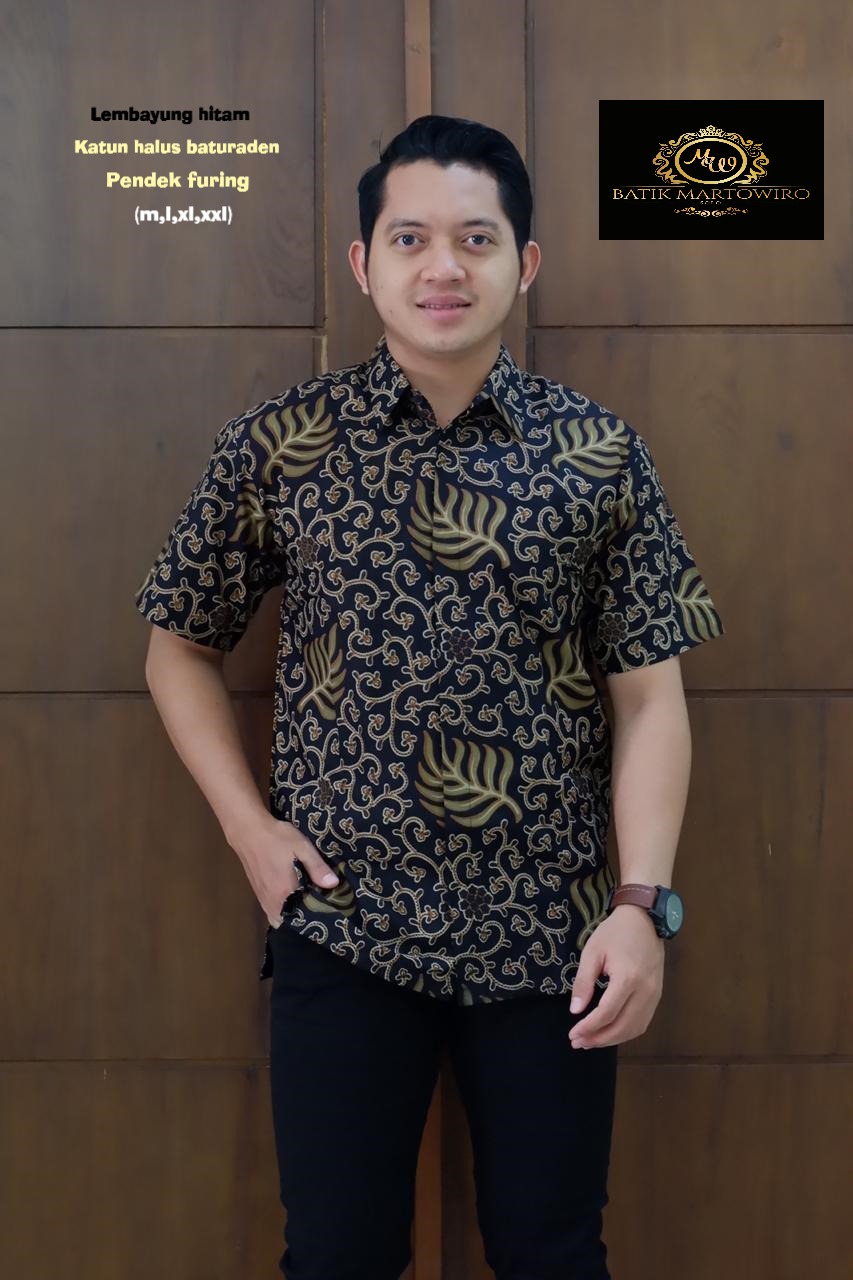 cover-LEMBAYUNG HITAM Kemeja Batik Pria Solo Lengan Pendek Lapis Furing BY MARTOWIRO-1