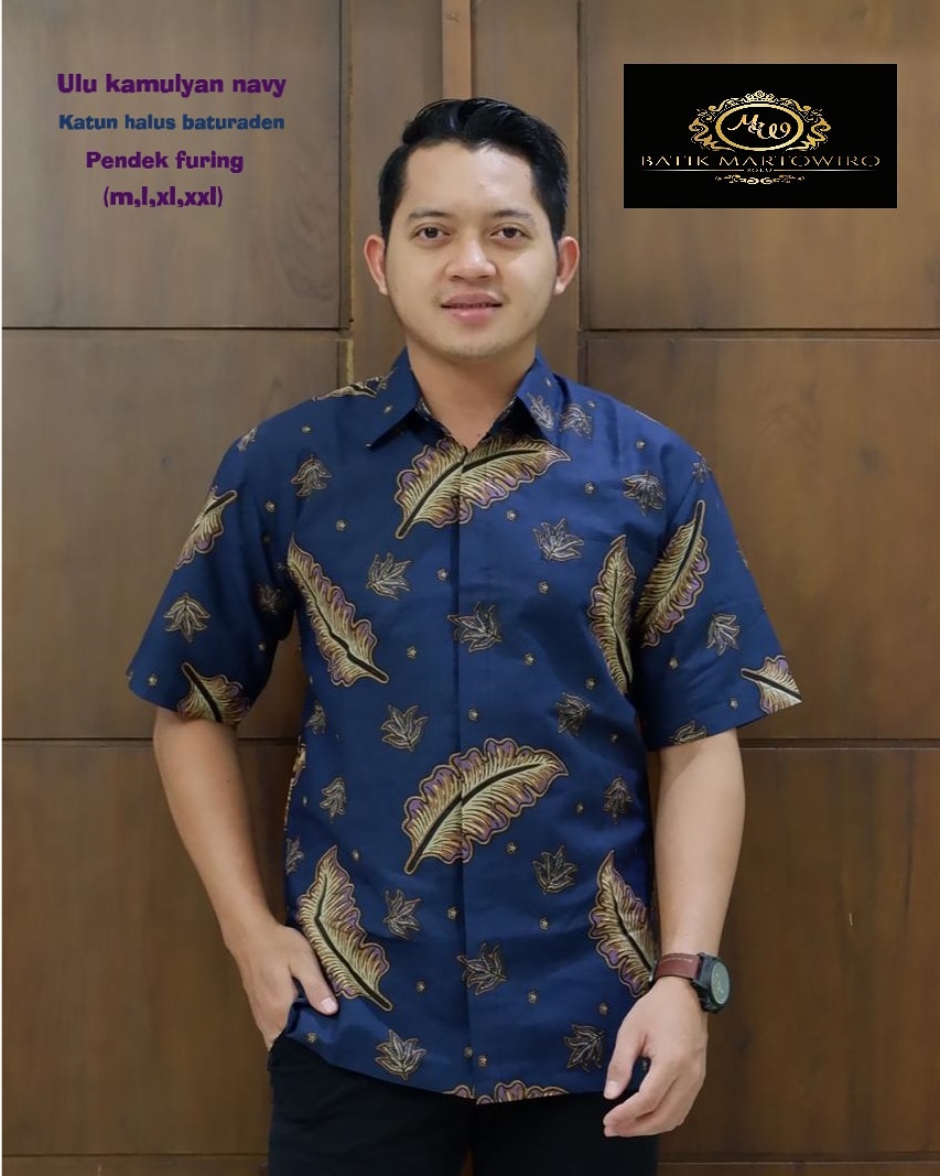 cover-ULU KAMULYAN NAVY Kemeja Batik Pria Solo Lengan Pendek Lapis Furing BY MARTOWIRO-1