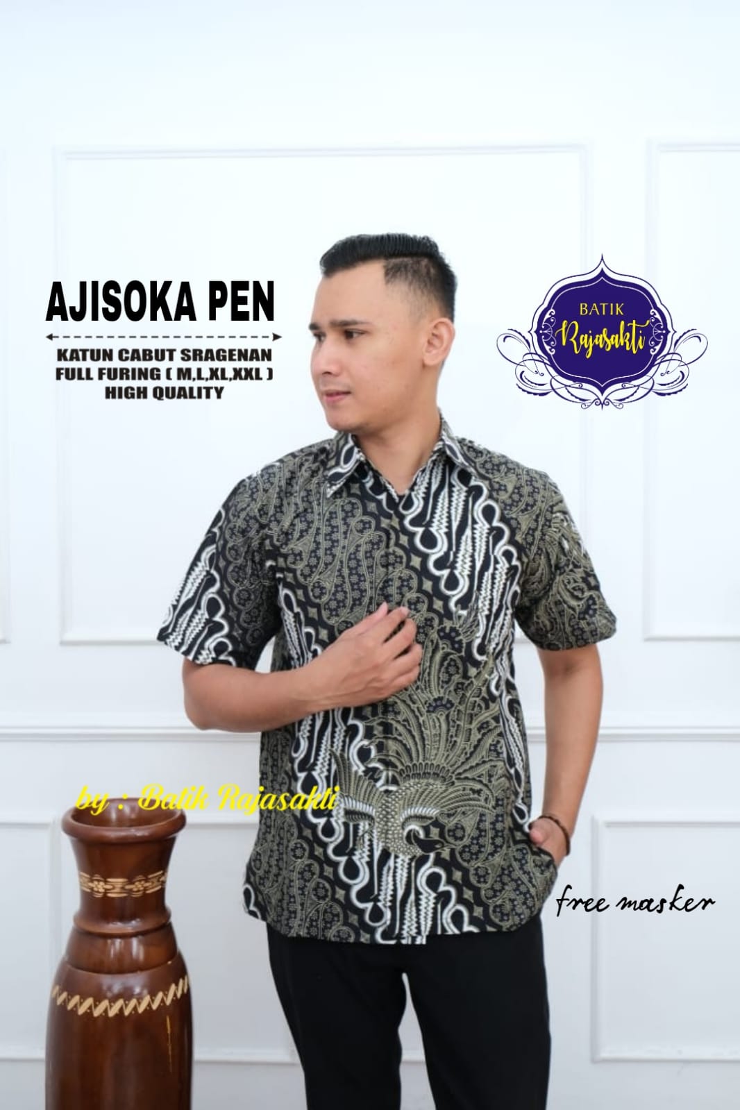 cover-AJISOKA PEN Kemeja Batik Pria Solo Lengan Pendek Lapis Furing BY RAJASAKTI-1
