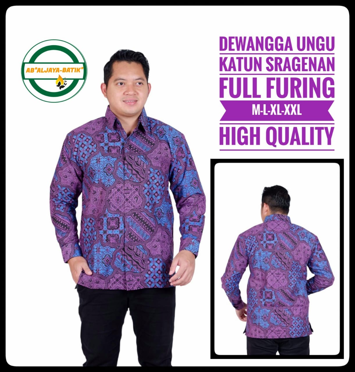 cover-DEWANGGA UNGU Kemeja Batik Pria Solo Lengan Panjang Lapis Furing BY ALJAYA-1