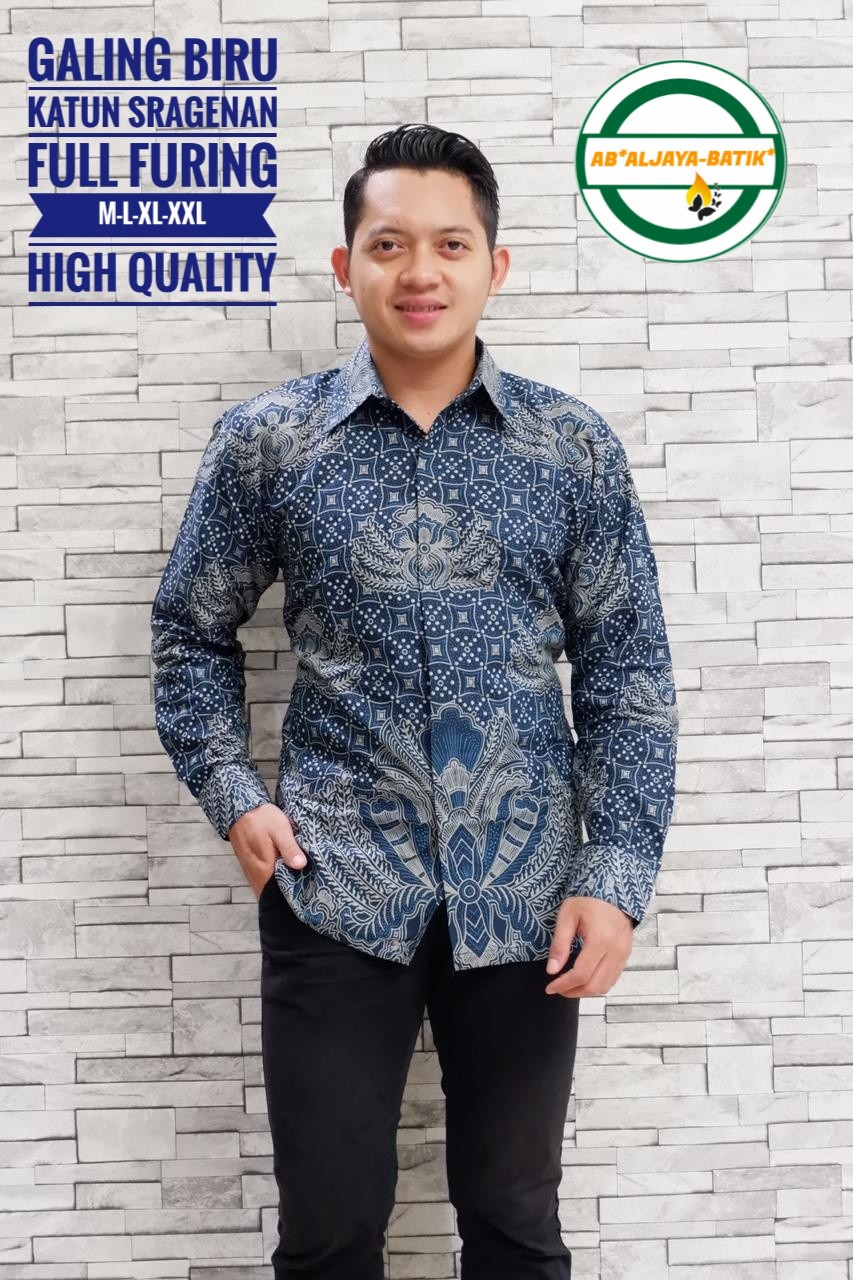 cover-GALING BIRU Kemeja Batik Pria Solo Lengan Panjang Lapis Furing BY ALJAYA-1