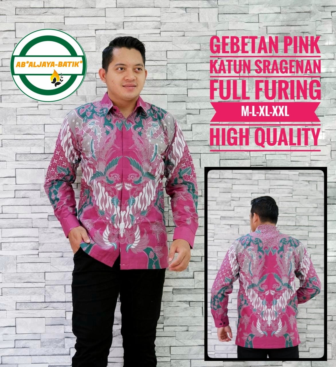 cover-GEBETAN PINK Kemeja Batik Pria Solo Lengan Panjang Lapis Furing BY ALJAYA-1