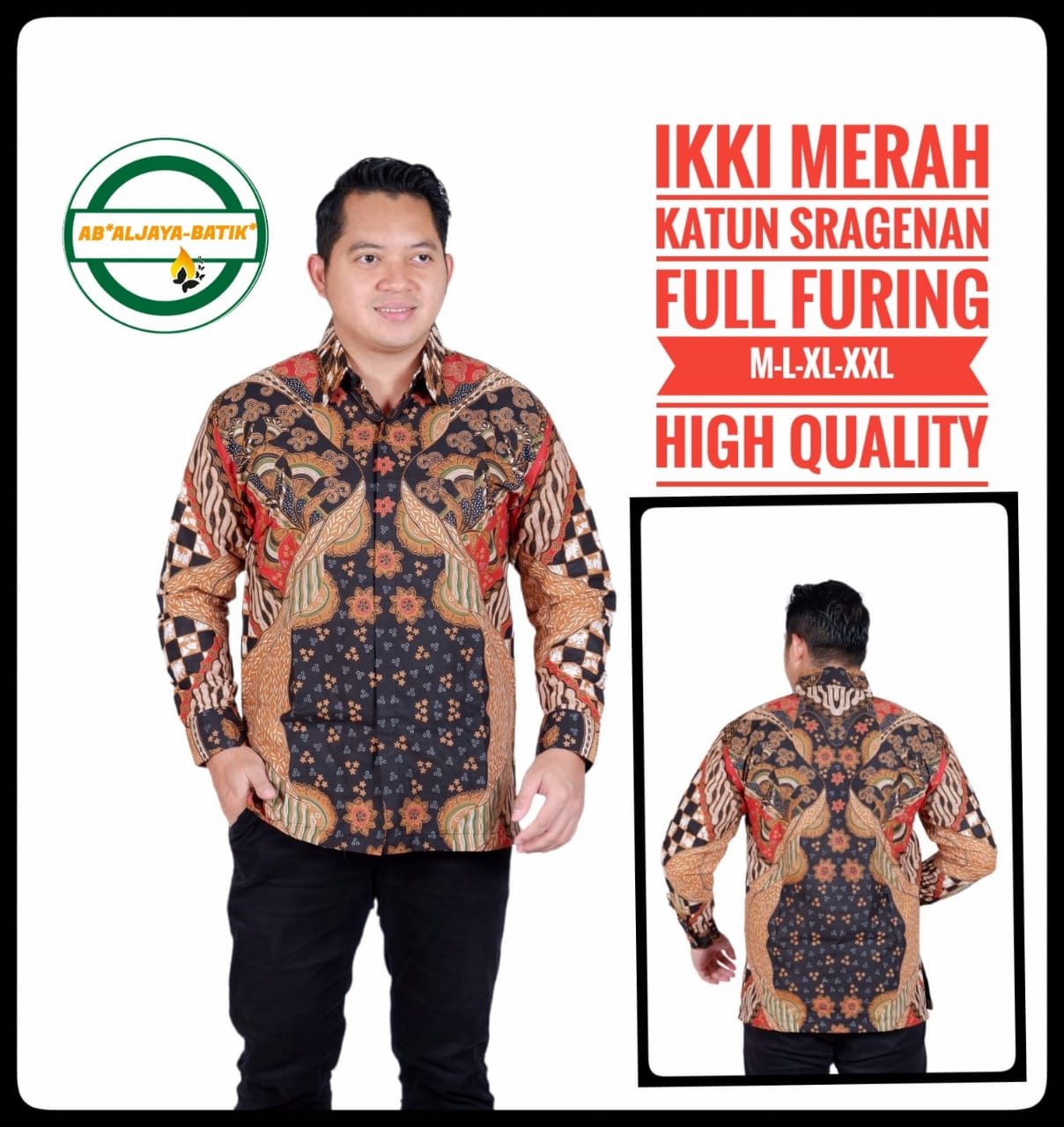 cover-IKKI MERAH Kemeja Batik Pria Solo Lengan Panjang Lapis Furing BY ALJAYA-1