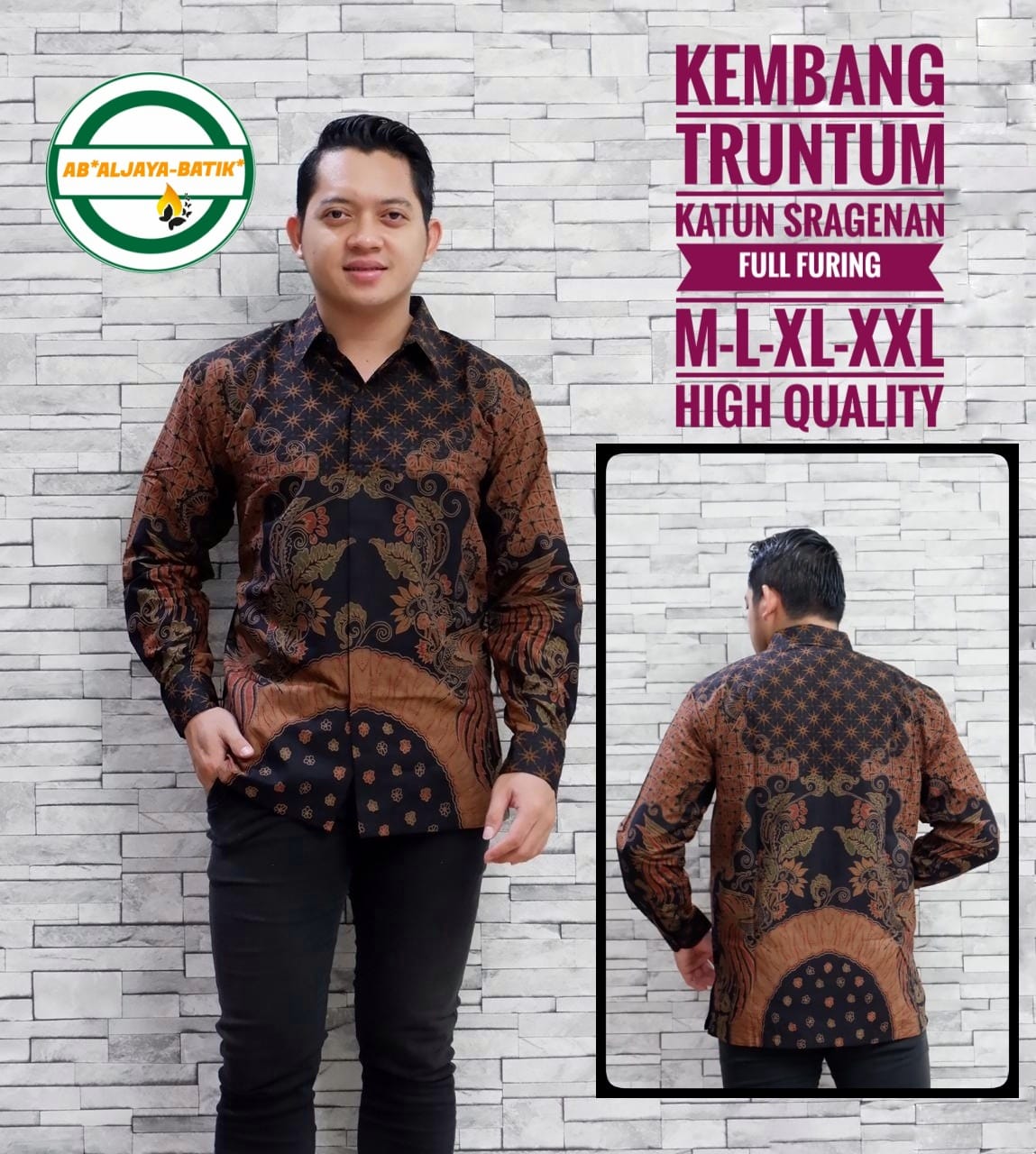 cover-KEMBANG TRUNTUM Kemeja Batik Pria Solo Lengan Panjang Lapis Furing BY ALJAYA-1