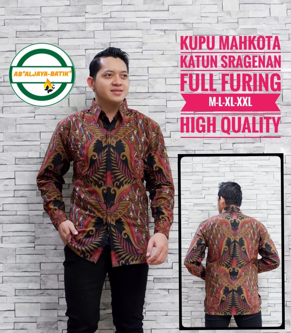 cover-KUPU MAHKOTA Kemeja Batik Pria Solo Lengan Panjang Lapis Furing BY ALJAYA-1