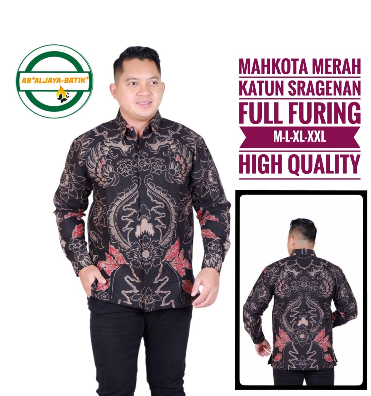 cover-MAHKOTA MERAH Kemeja Batik Pria Solo Lengan Panjang Lapis Furing BY ALJAYA-1