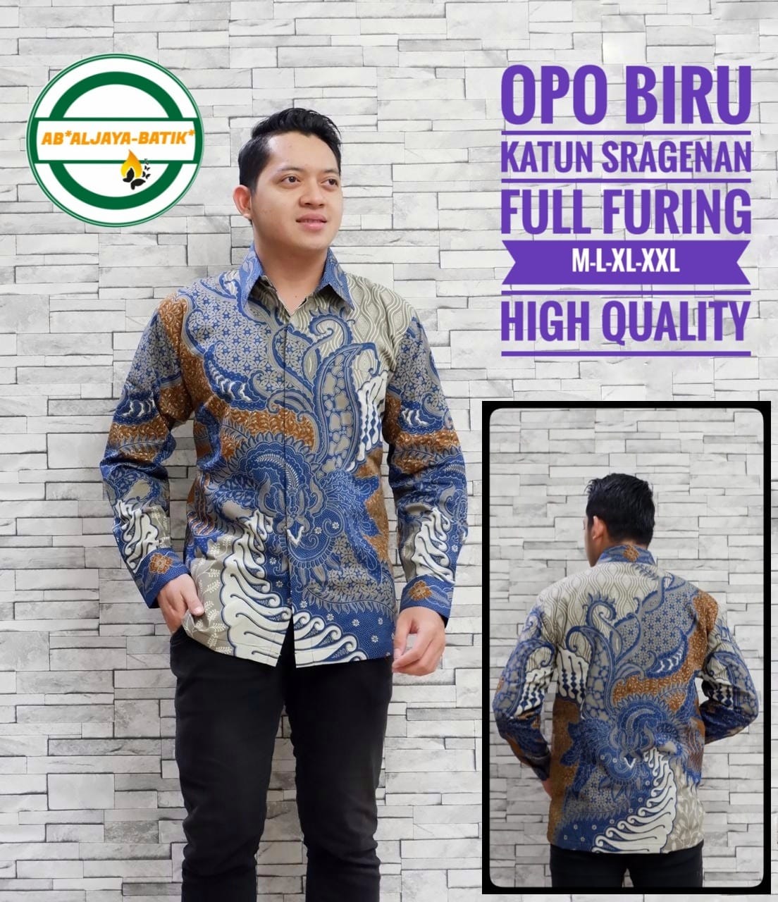 cover-OPO BIRU Kemeja Batik Pria Solo Lengan Panjang Lapis Furing BY ALJAYA-1