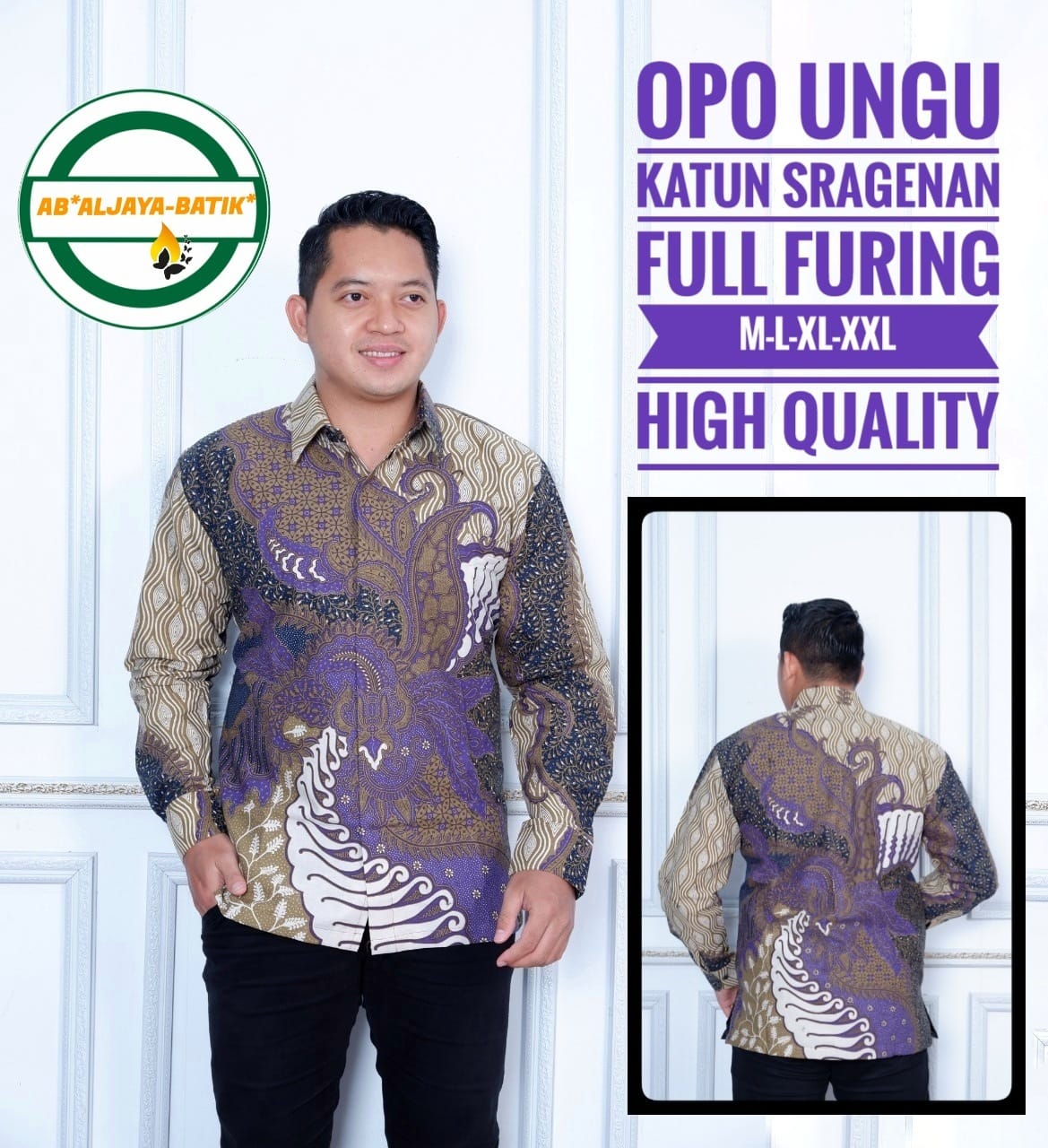 cover-OPO UNGU Kemeja Batik Pria Solo Lengan Panjang Lapis Furing BY ALJAYA-1