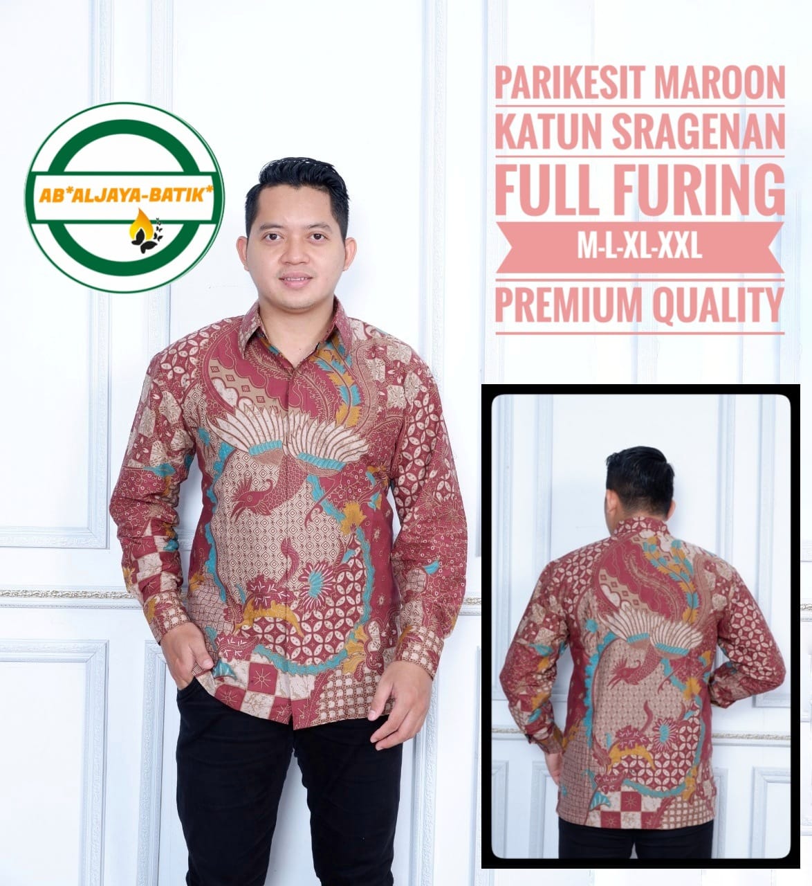 cover-PARIKESIT MAROON Kemeja Batik Pria Solo Lengan Panjang Lapis Furing BY ALJAYA-1