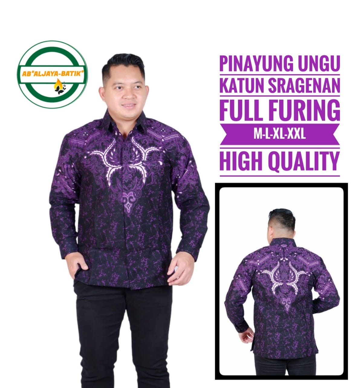 cover-PINAYUNG UNGU Kemeja Batik Pria Solo Lengan Panjang Lapis Furing BY ALJAYA-1