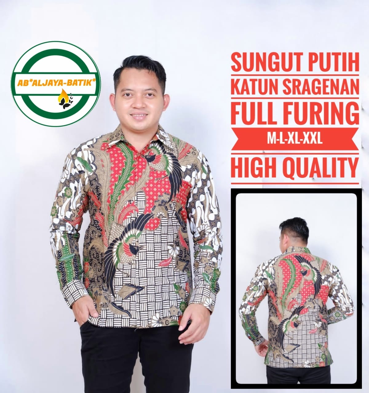 cover-SUNGUT PUTIH Kemeja Batik Pria Solo Lengan Panjang Lapis Furing BY ALJAYA-1