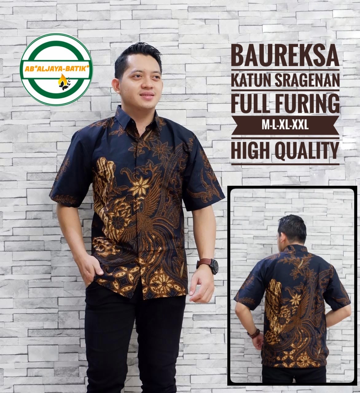cover-BAUREKSA Kemeja Batik Pria Solo Lengan Pendek Lapis Furing BY ALJAYA-1
