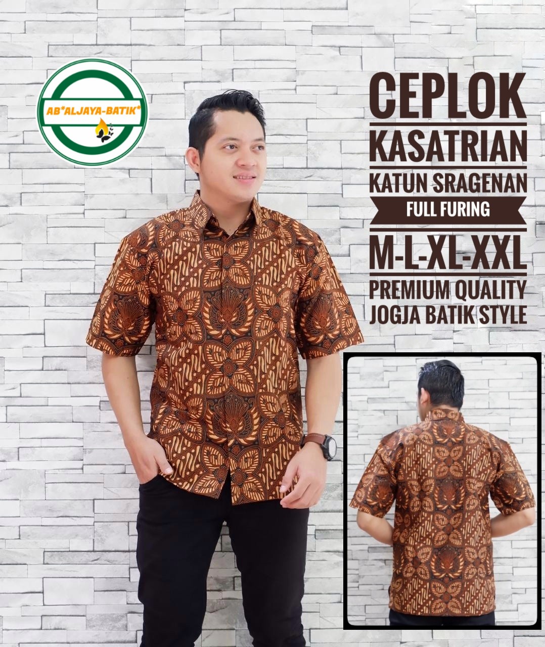 cover-CEPLOK KASATRIAN Kemeja Batik Pria Solo Lengan Pendek Lapis Furing BY ALJAYA-1