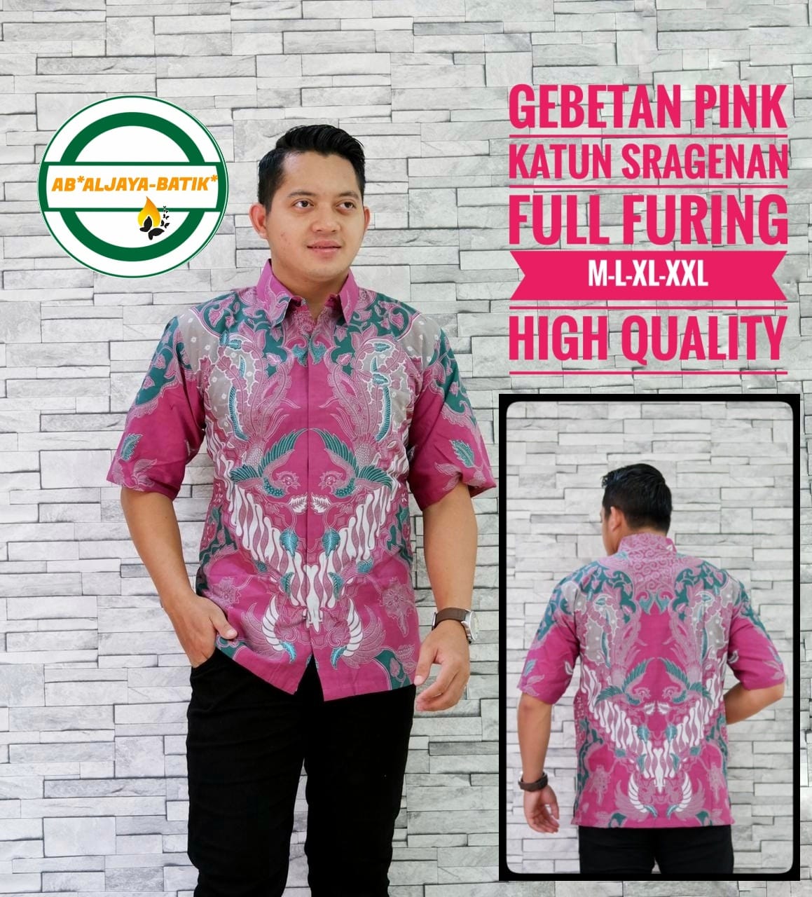 cover-GEBETAN PINK Kemeja Batik Pria Solo Lengan Pendek Lapis Furing BY ALJAYA-1