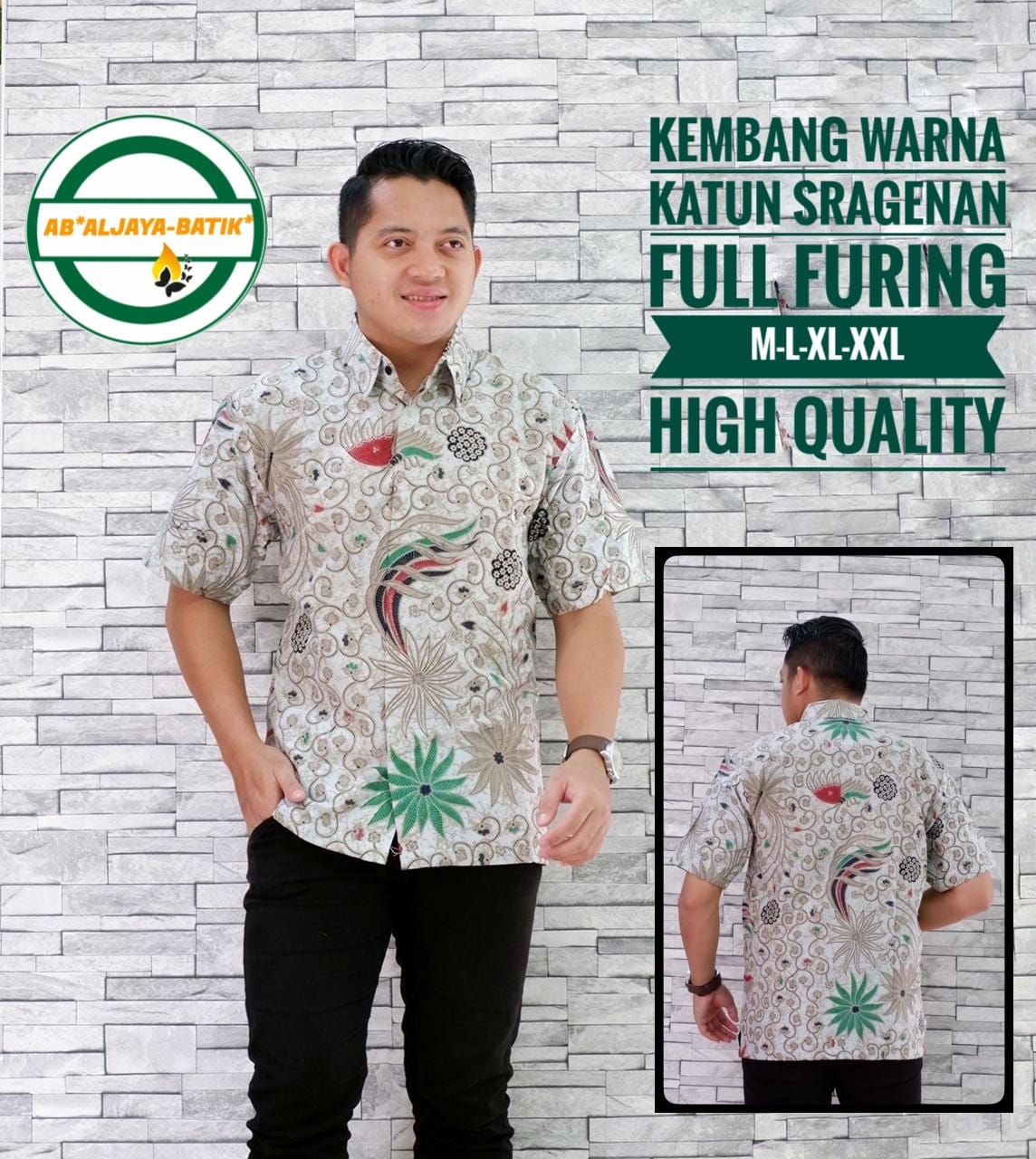 cover-KEMBANG WARNA Kemeja Batik Pria Solo Lengan Pendek Lapis Furing BY ALJAYA-1