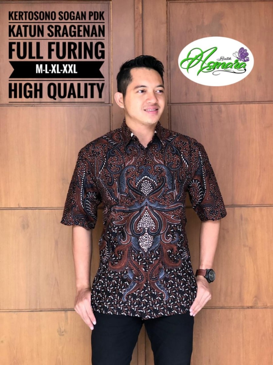 cover-KERTOSONO SOGAN Kemeja Batik Pria Solo Lengan Pendek Lapis Furing BY ALJAYA-1