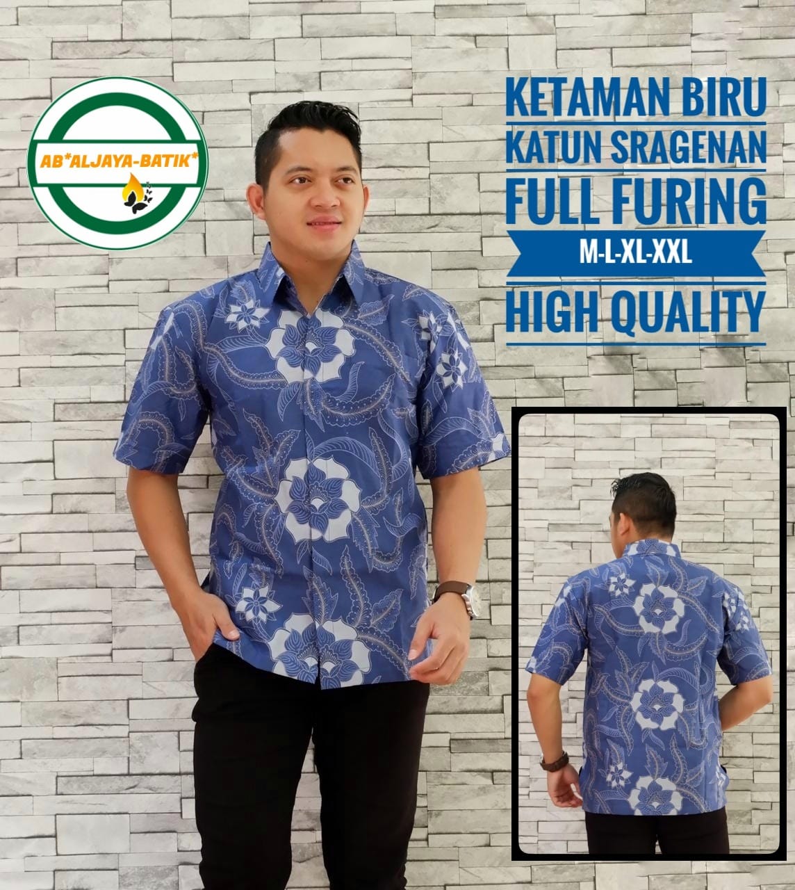 cover-KETAMAN BIRU Kemeja Batik Pria Solo Lengan Pendek Lapis Furing BY ALJAYA-1