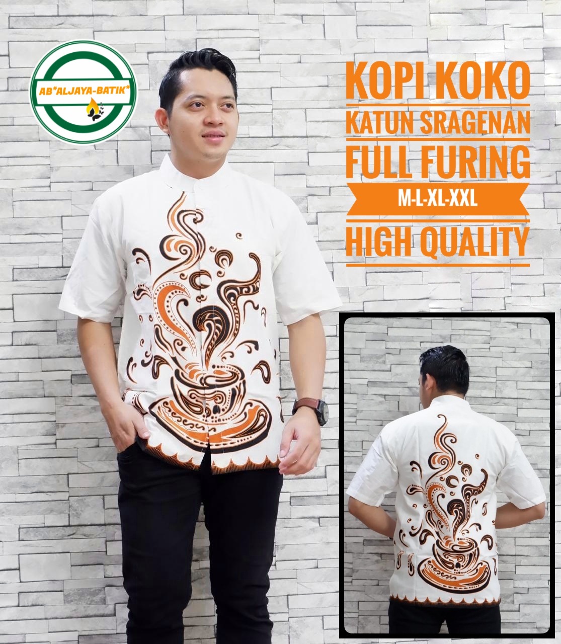 cover-KOPI KOKO Kemeja Batik Pria Solo Lengan Pendek Lapis Furing BY ALJAYA-1