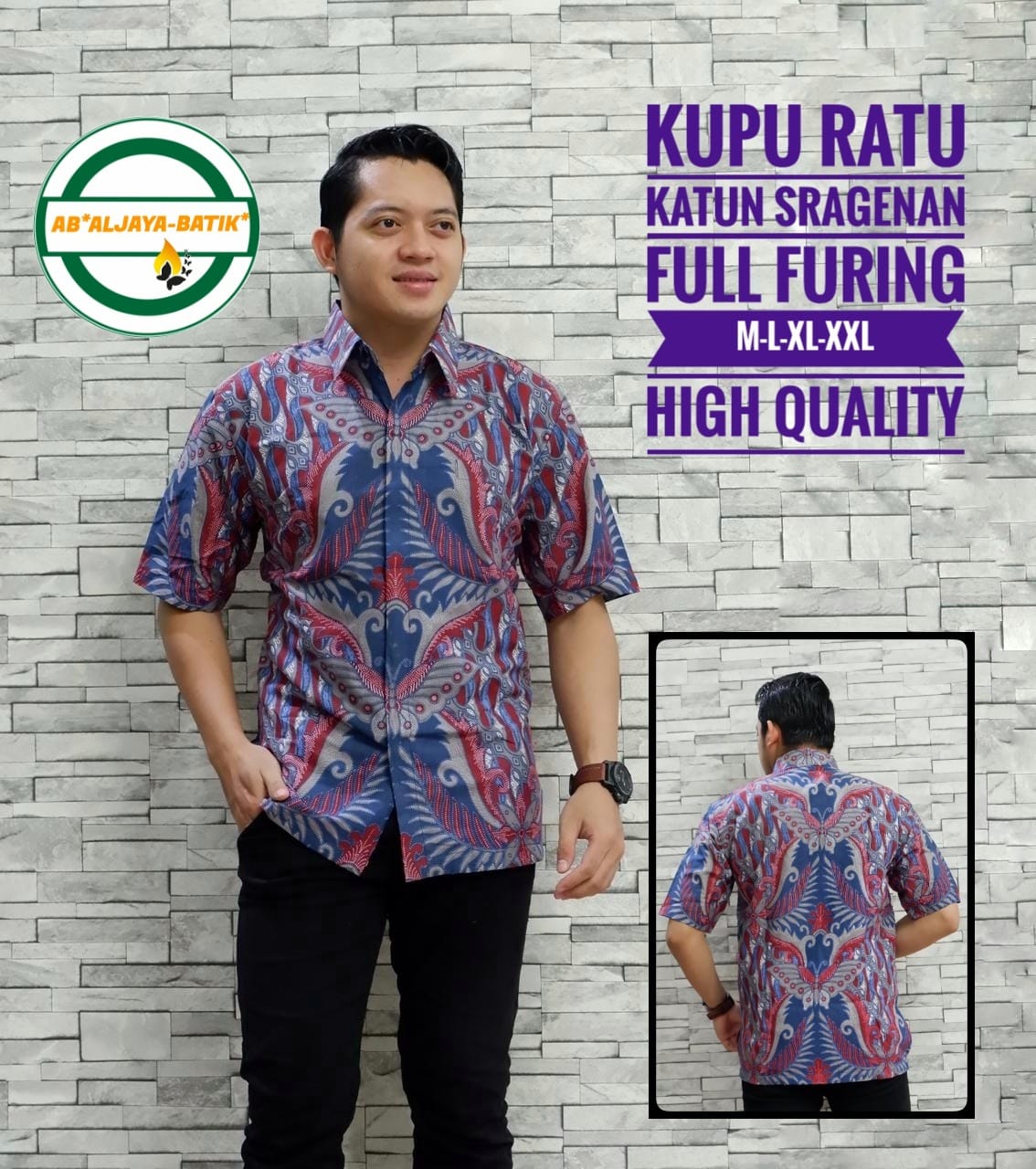 cover-KUPU RATU Kemeja Batik Pria Solo Lengan Pendek Lapis Furing BY ALJAYA-1