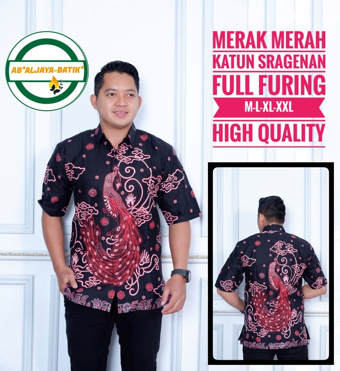 cover-MERAK MERAH Kemeja Batik Pria Solo Lengan Pendek Lapis Furing BY ALJAYA -1