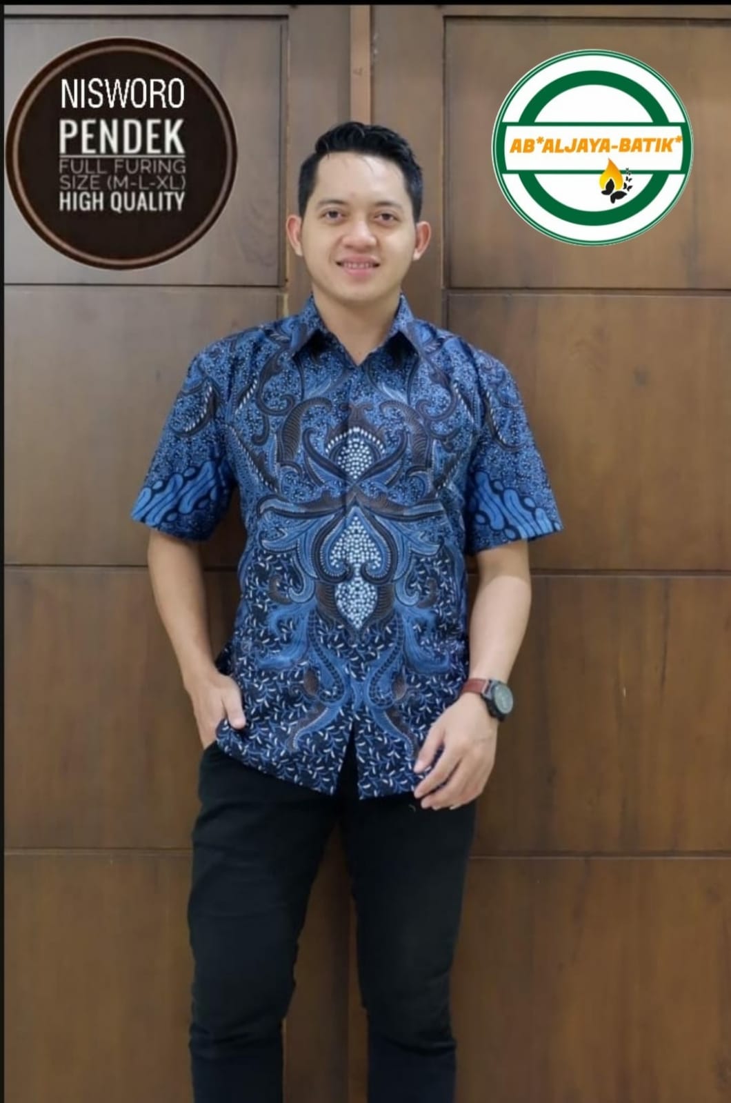 cover-NISWARA Kemeja Batik Pria Solo Lengan Pendek Lapis Furing BY ALJAYA-1
