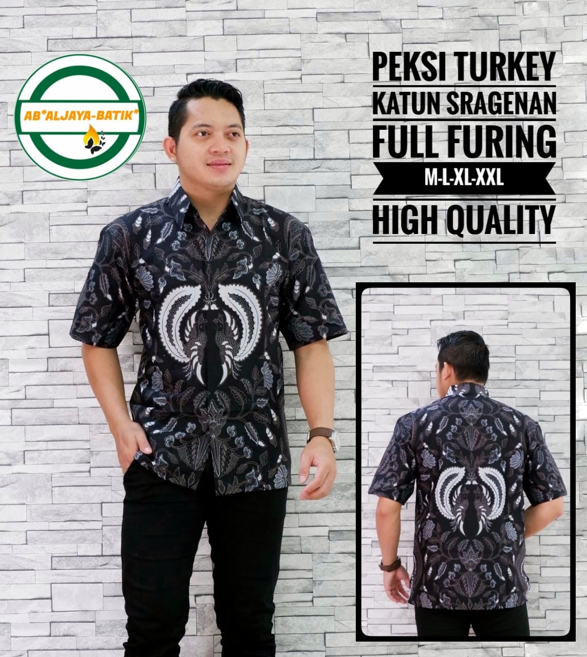 cover-PEKSI TURKEY Kemeja Batik Pria Solo Lengan Pendek Lapis Furing BY ALJAYA-1
