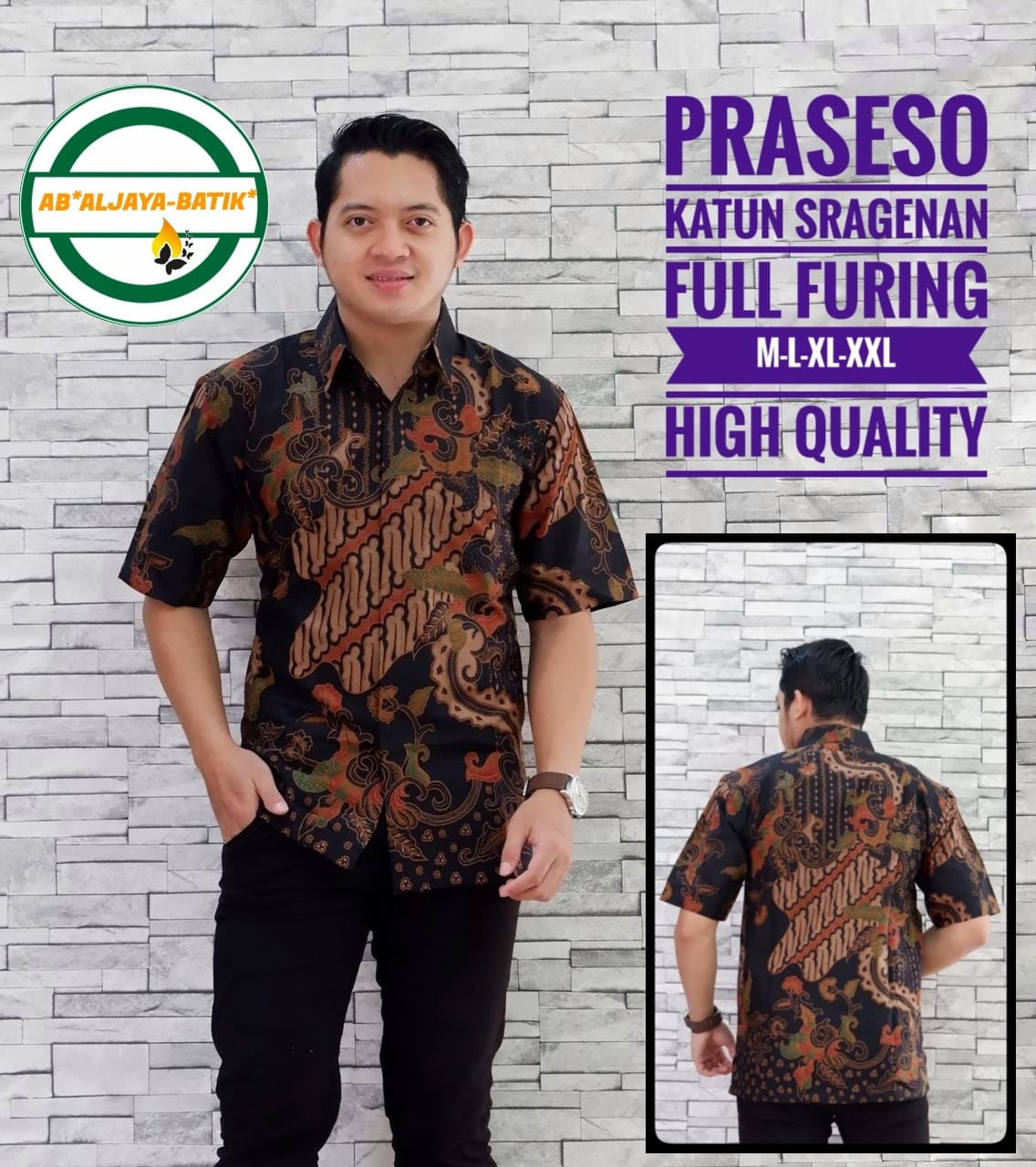 cover-PRASESO Kemeja Batik Pria Solo Lengan Pendek Lapis Furing BY ALJAYA-1