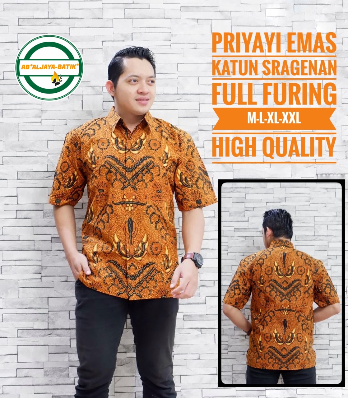 cover-PRIYAYI EMAS Kemeja Batik Pria Solo Lengan Pendek Lapis Furing BY ALJAYA-1