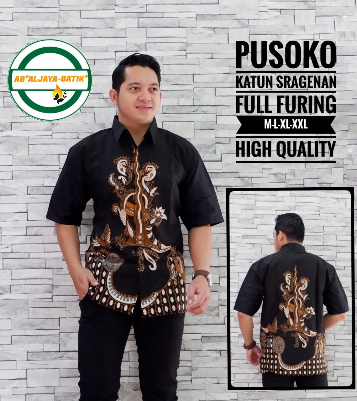 cover-PUSOKO Kemeja Batik Pria Solo Lengan Pendek Lapis Furing BY ALJAYA-1