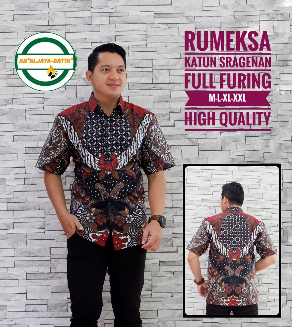 cover-RUMEKSA Kemeja Batik Pria Solo Lengan Pendek Lapis Furing BY ALJAYA-1