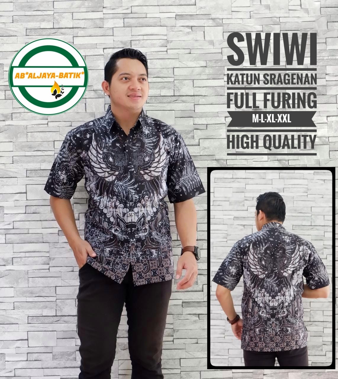 cover-SWIWI Kemeja Batik Pria Solo Lengan Pendek Lapis Furing BY ALJAYA-1