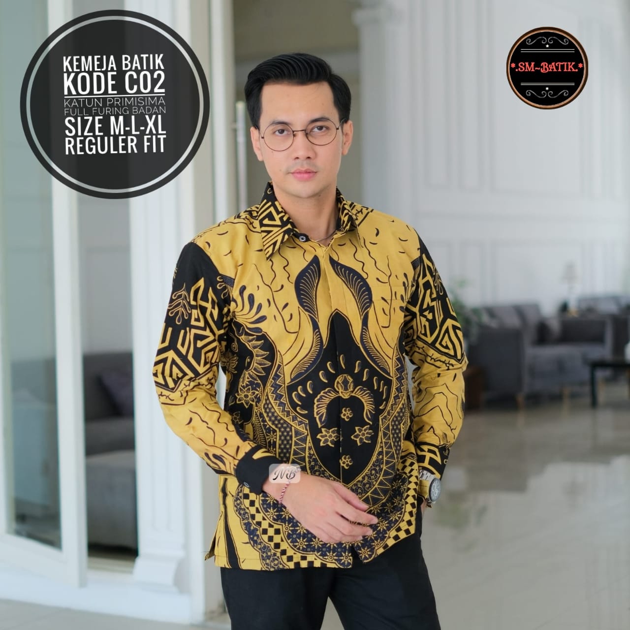 cover-C02 Kemeja Batik Pria Solo Lengan Panjang Lapis Furing BY SM-1