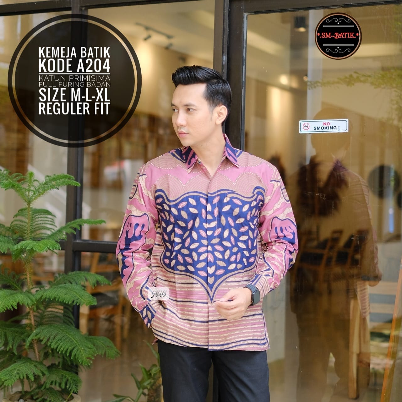 cover-GITARJA PINK Kemeja Batik Pria Solo Lengan Panjang Lapis Furing BY SM-1