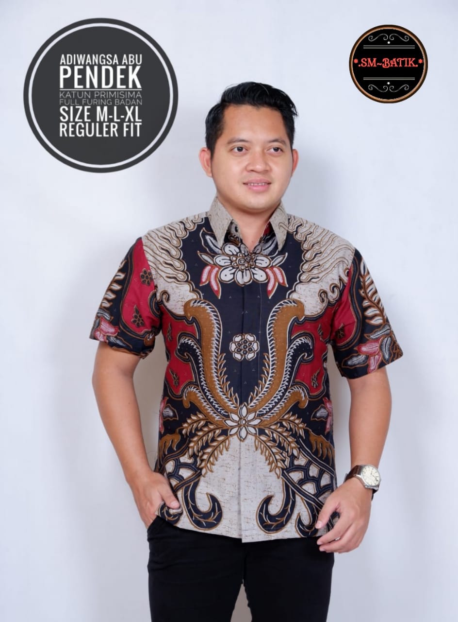 cover-ADIWANGSA 2 Kemeja Batik Pria Solo Lengan Pendek Lapis Furing BY SM-1