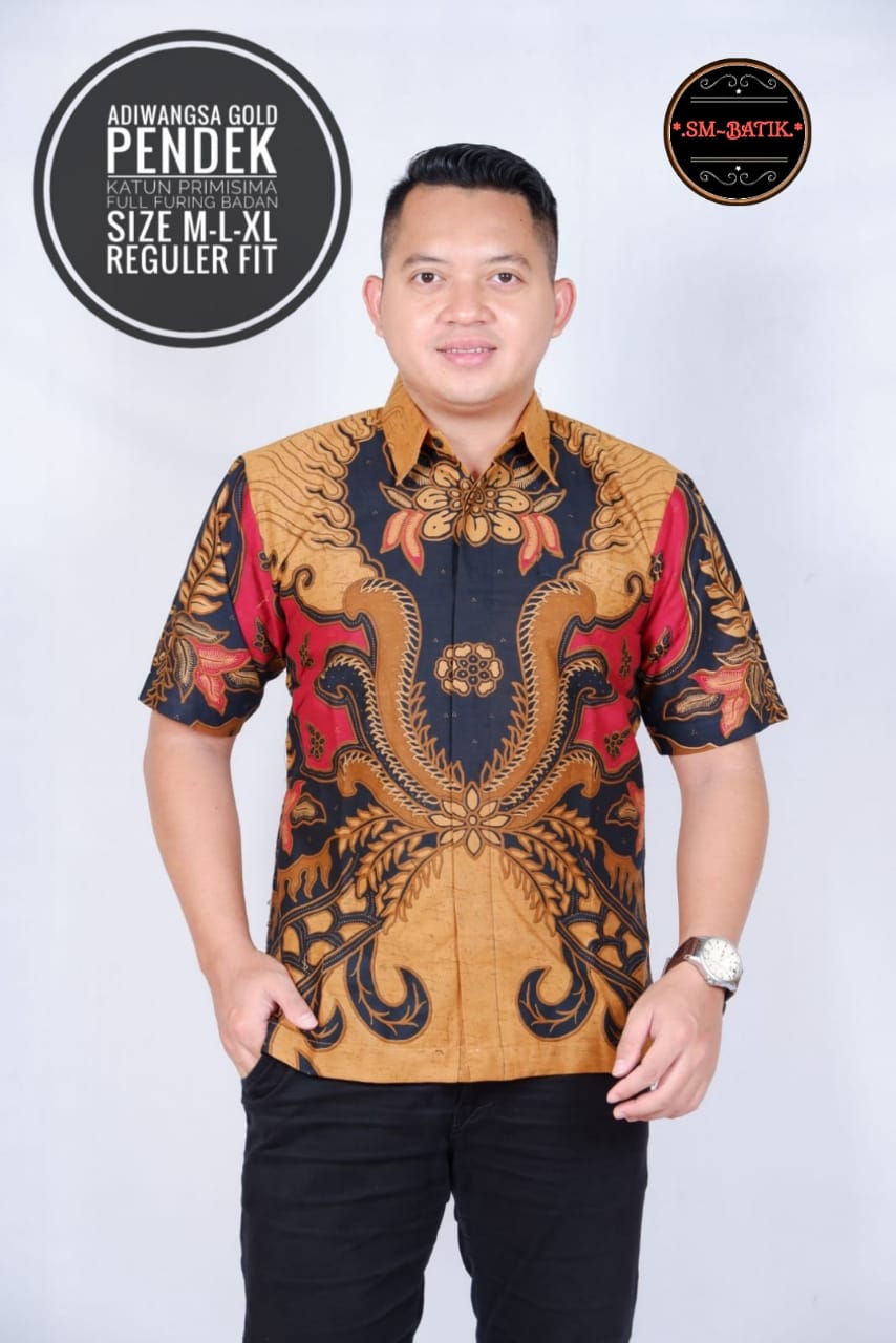 cover-ADIWANGSA GOLD Kemeja Batik Pria Solo Lengan Pendek Lapis Furing BY SM-1