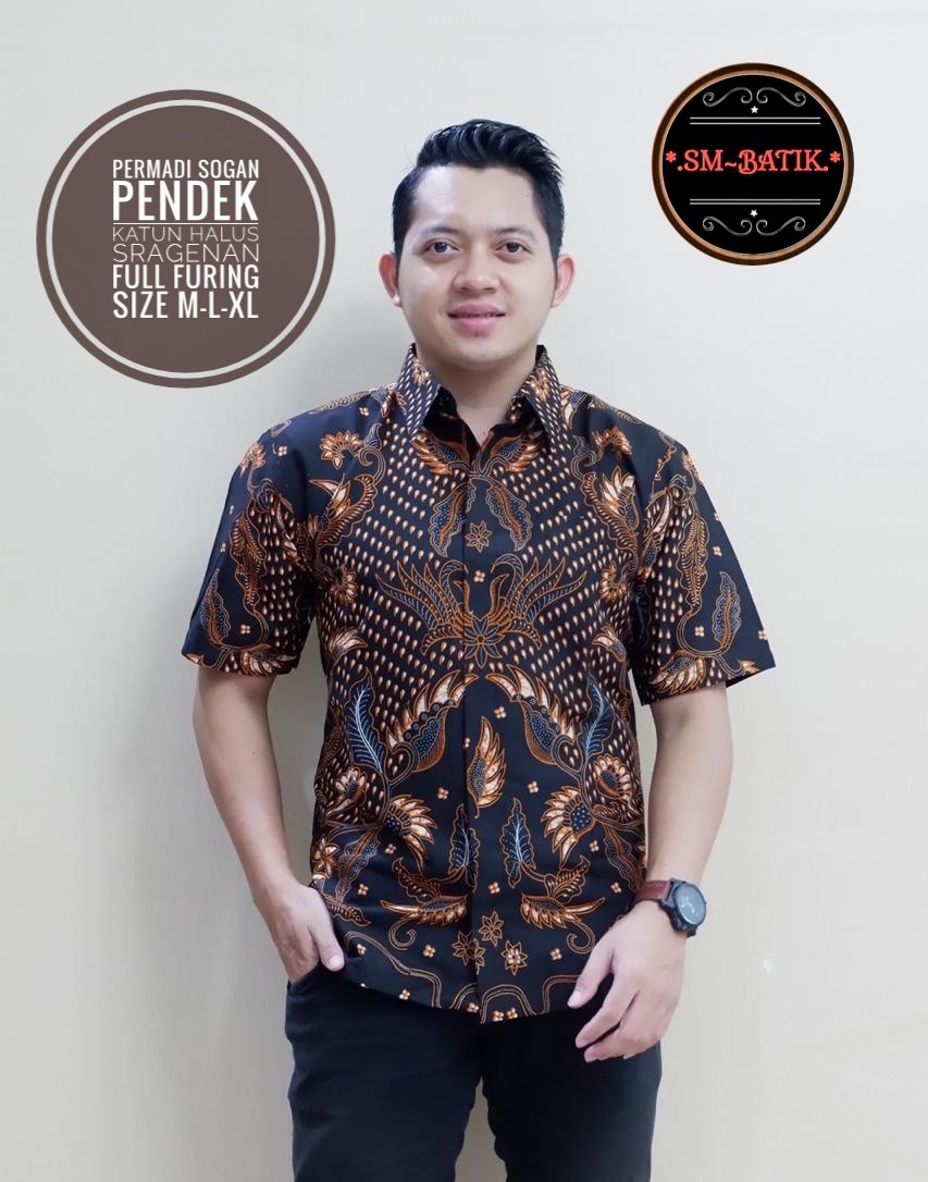 cover-PERMADI SOGAN Kemeja Batik Pria Solo Lengan Pendek Lapis Furing BY SM-1