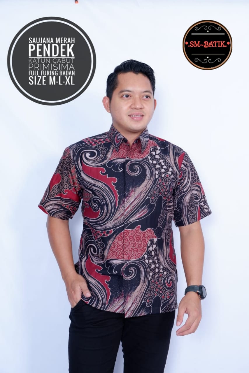 cover-SAUJANA Kemeja Batik Pria Solo Lengan Pendek Lapis Furing BY SM-1