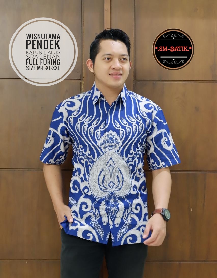 cover-WISNUTAMA Kemeja Batik Pria Solo Lengan Pendek Lapis Furing BY SM-1