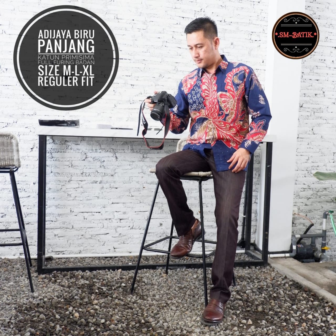 cover-ADIJAYA BIRU Kemeja Batik Pria Solo Lengan Panjang Lapis Furing BY SM-1