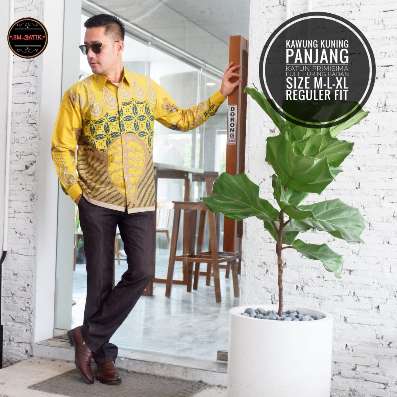 cover-KAWUNG KUNING Kemeja Batik Pria Solo Lengan Panjang Lapis Furing BY SM-1