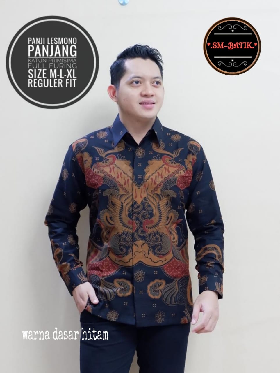 cover-PANJI LESMONO Kemeja Batik Pria Solo Lengan Panjang Lapis Furing BY SM-1