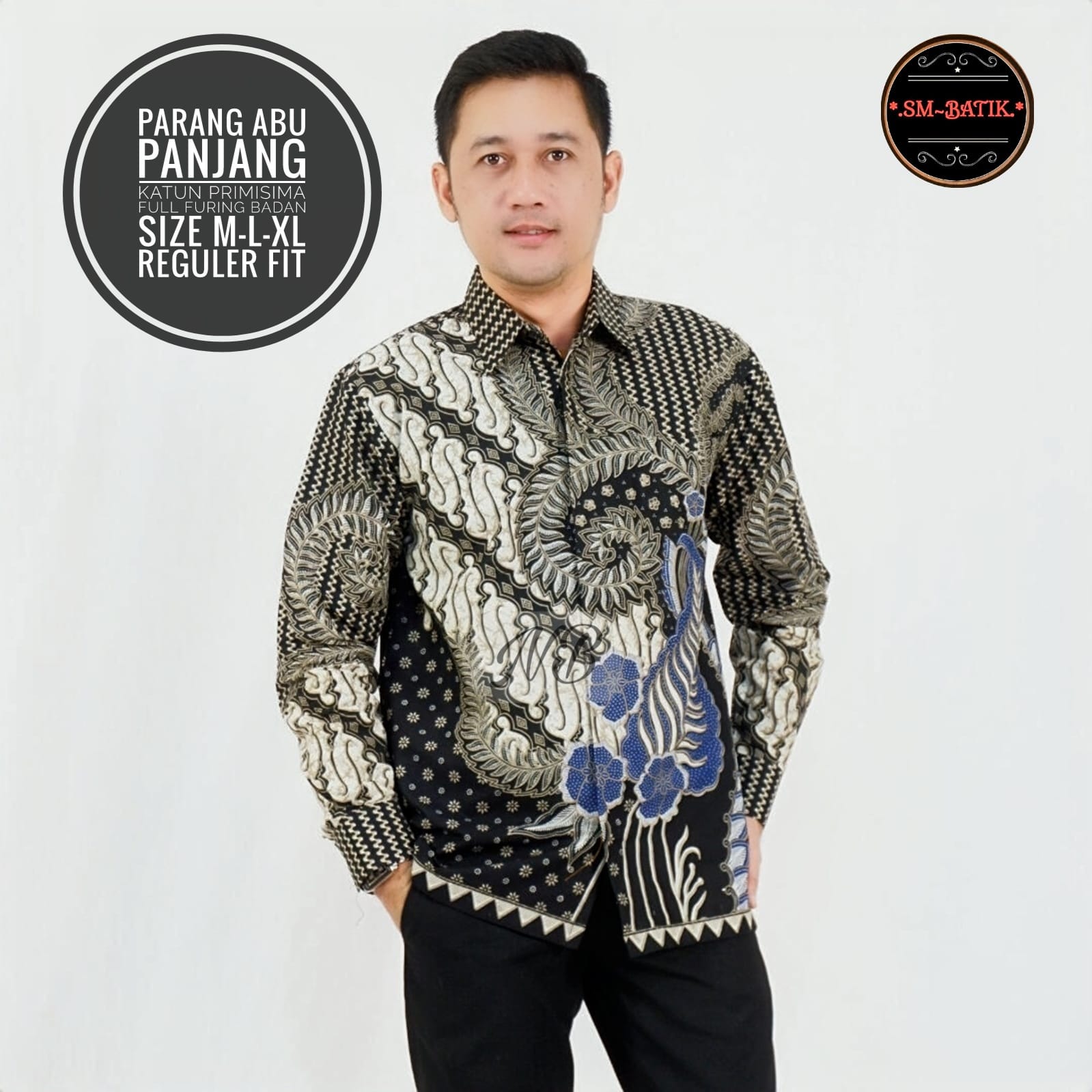 cover-PARANG ABU Kemeja Batik Pria Solo Lengan Panjang Lapis Furing BY SM-1