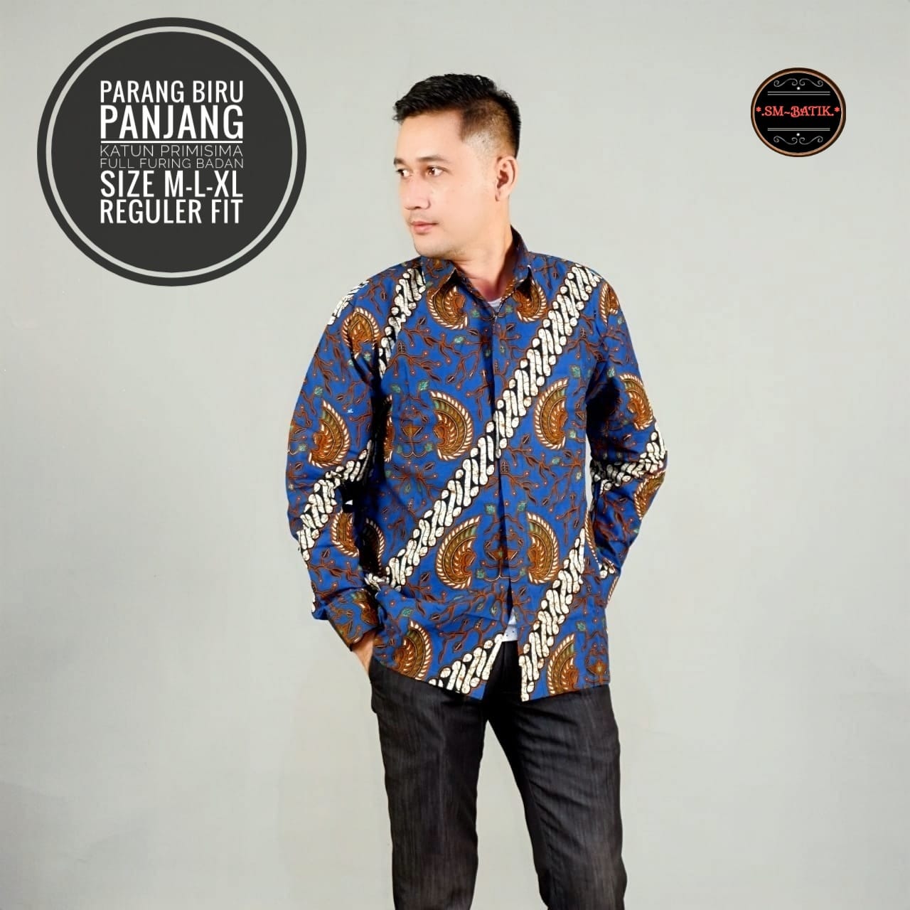 cover-PARANG BIRU Kemeja Batik Pria Solo Lengan Panjang Lapis Furing BY SM-1