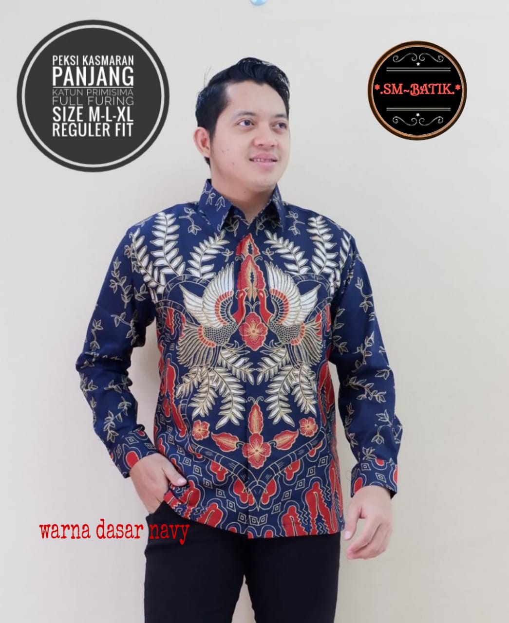 cover-PEKSI KASMARAN Kemeja Batik Pria Solo Lengan Panjang Lapis Furing BY SM-1