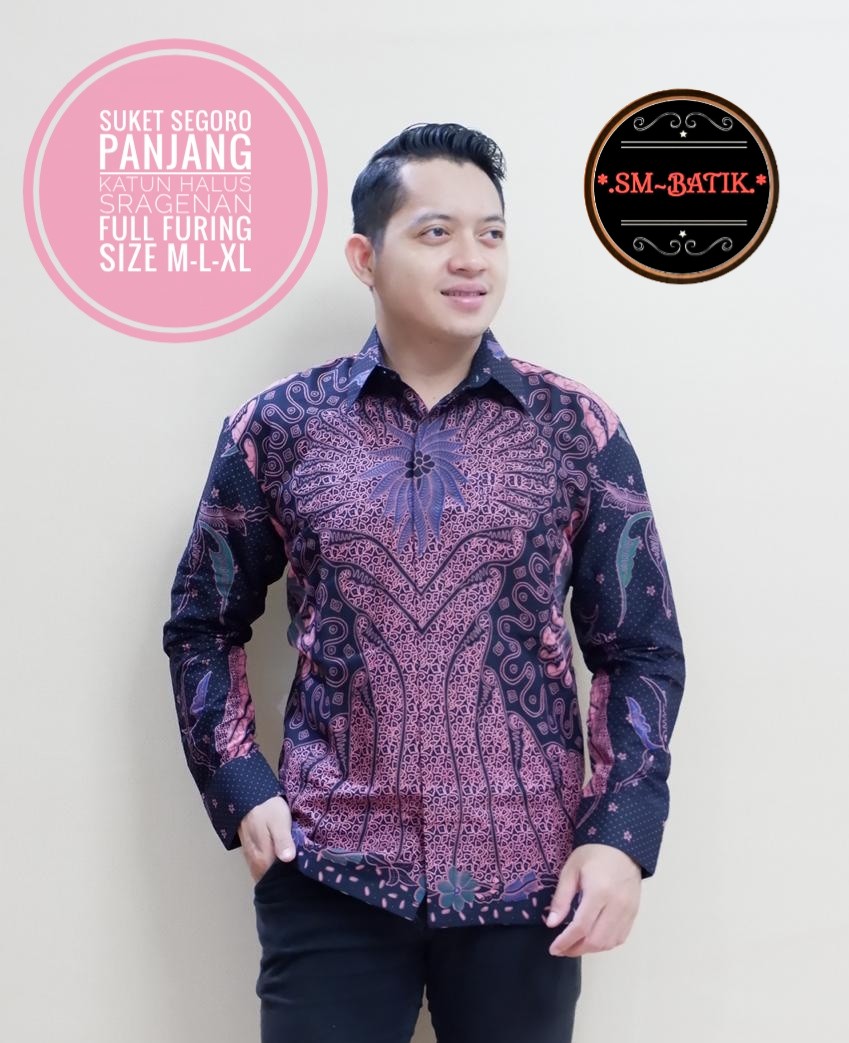 cover-SUKET SEGORO Kemeja Batik Pria Solo Lengan Panjang Lapis Furing BY SM-1